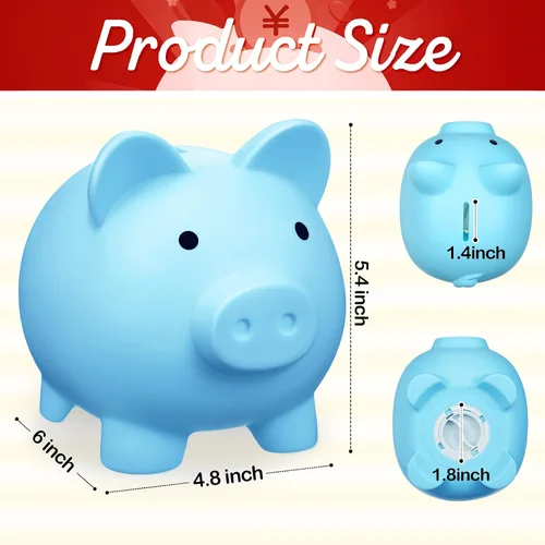 Miniatura 4 de Alcancía grande de 4 piezas de plástico para cerdos para niños, bonita alcancía para niñas y niños, caja de dinero de ahorro, regalos infantiles