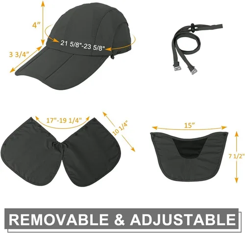 Miniatura 3 de Gorra plegable para el sol, sombreros de pesca, protección UPF 50+ con solapa para el cuello