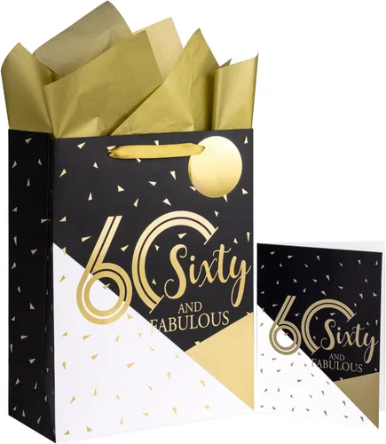 Miniatura 11 de WRAPAHOLIC Bolsa de regalo de cumpleaños grande de 13 pulgadas con tarjeta y papel de seda - 13 cumpleaños