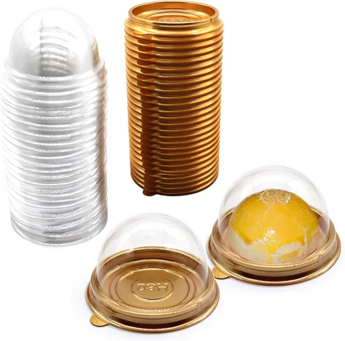 Contenedor de plástico transparente para cupcakes, 50 unidades, contenedores de escritorio para mascotas, cajas de pastel de luna, magdalenas,
