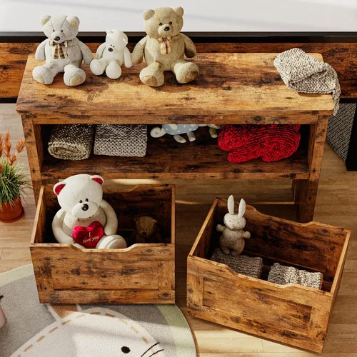 Miniatura 4 de IRONCK Organizador de almacenamiento de juguetes con cajones, caja de juguetes de piso con ruedas y estante, baúl de almacenamiento para guardería
