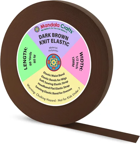 Miniatura 111 de Mandala Crafts Carrete de bandas elásticas anchas de 1/2 pulgada color beige para cinturas de pantalones, costura y manualidades DIY, 88 yardas