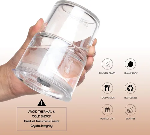 Miniatura 5 de BLUEPOLAR - Vaso de agua de vidrio de 13 oz/400 ml con popote y tapa sellada para llevar, vaso de café helado de pared gruesa, vaso de vidrio
