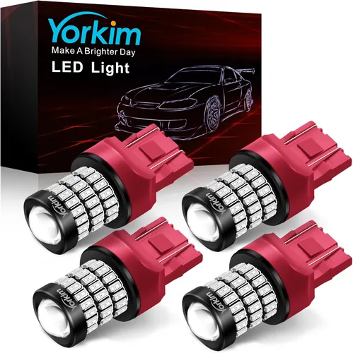 Miniatura 11 de Yorkim Bombillas LED 1157 brillantes rojas, bombilla de freno 1157, 9-30 V, 1157 2057, 2357, 7528, BAY15D, bombilla LED con proyector de repuesto