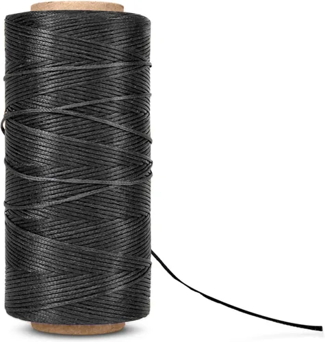 Miniatura 12 de Flexzion Hilo encerado, 284 yardas (853.0 ft), hilo de cera de poliéster 150D de 0.031 in para costura de cuero, encuadernación, costura