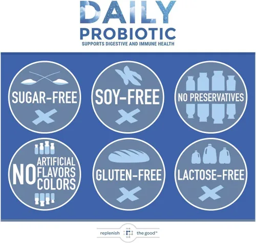 Miniatura 7 de Replenish the Good Probiótico diario para adultos Suplemento vegano con 6 mil millones de UFC Apoya la salud digestiva Ofrece 15 veces más