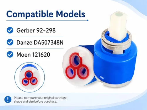 Miniatura 6 de ALITZ Reemplazo de cartucho de cerámica de 1.378 in para grifo de una sola manija, compatible con Gerber 92-298, Danze DA507348N y Moen 121620