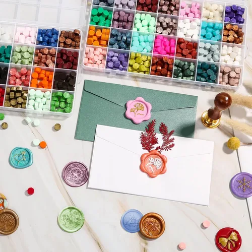 Miniatura 2 de Kit de 1456 cuentas de cera de sellado, sello de cera con letras, 56