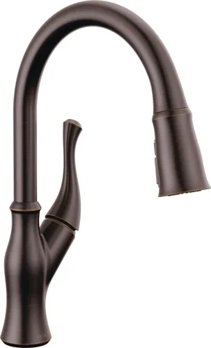 Miniatura 12 de DELTA Ophelia - Grifo de cocina de oro cepillado con pulverizador extraíble, grifo de fregadero de cocina de un solo agujero moderno, una sola