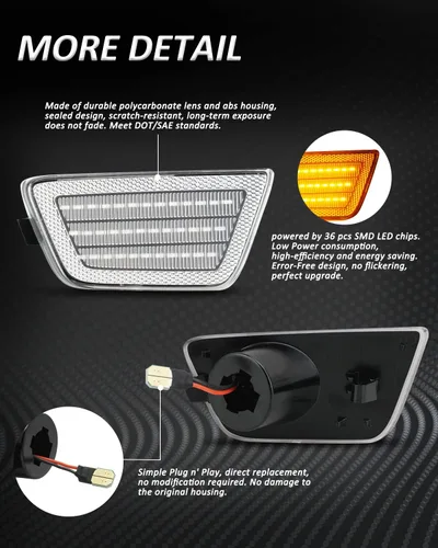 Miniatura 2 de Ensemble de luces de marcador lateral LED Bestview, lámparas de señal de estacionamiento para parachoques delantero compatibles para Chevy Cruze
