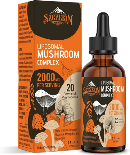 Miniatura 10 de Gotas de complejo liposomal de hongos 2000 MG – 20 extractos de hongos orgánicos – Fórmula líquida avanzada para inmunidad, función cognitiva