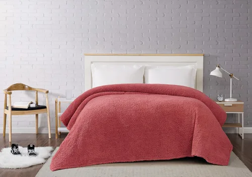 Miniatura 5 de Brooklyn Loom Marshmallow Sherpa Dusty Rose Twin XL Manta 100% microfibra de poliéster, temática casual sólida, ropa de cama para adultos, Rosa