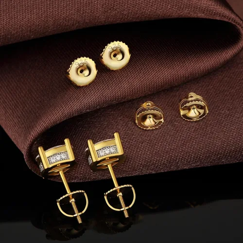 Miniatura 2 de DELECOE 2 pares de aretes de oro con tornillo para poste roscado de 0.032"/20 calibre, repuestos de aretes de plata de ley chapados en oro de 14
