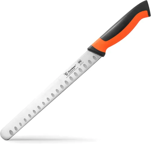 Miniatura 33 de Cuchillo de chef de 8 pulgadas con borde Granton para rebanar jamón y carne de pavo Certificado NSF Hoja de acero inoxidable alemán Mango