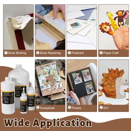 Miniatura 6 de Lineco Adhesivo PVA de pH neutro sin ácidos para todo uso, se seca transparente, flexible, 1 cuarto de galón, ideal para encuadernación, reparación