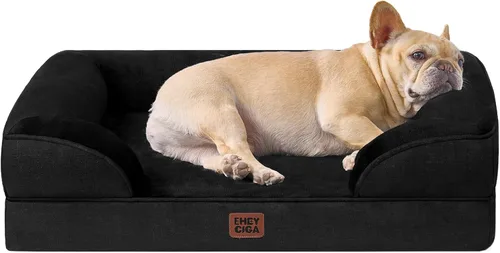 Miniatura 64 de EHEYCIGA - Cama ortopédica para perro grande, impermeable, de espuma viscoelástica y espuma tipo caja de huevos, bordes elevados, antideslizante