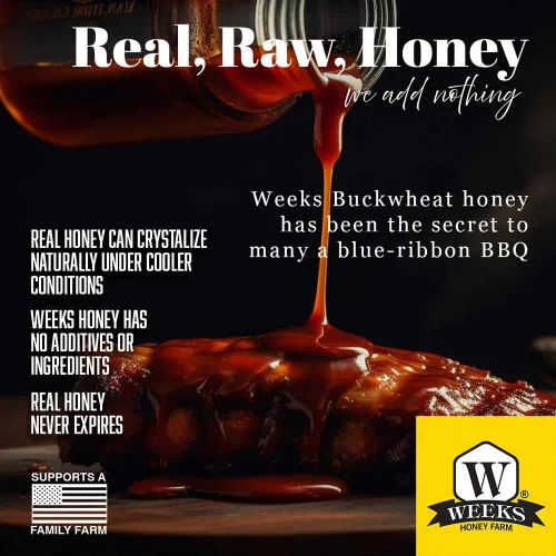 Miniatura 5 de Pure Raw Unfiltered Buckwheat Honey, 32 oz - Premium Dark American Buckwheat Honey by Weeks Honey Farm Bold Molasses Flavor