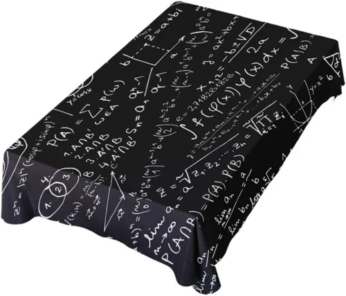 Miniatura 8 de YETTASBIN Mantel cuadrado creativo negro matemático, impermeable, resistente a las manchas, a las arrugas, lavable, de poliéster, para picnic, cena