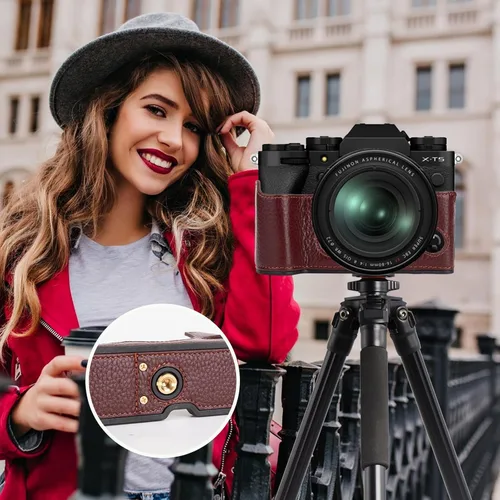Miniatura 7 de Rieibi Fuji XT5 - Funda de piel auténtica de calidad para cámara digital Fujifilm X-T5 - Funda protectora para Fuji XT5 X-T5, café, fotografía
