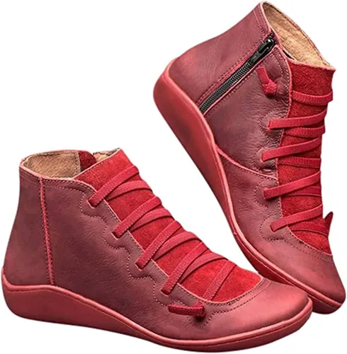 Miniatura 11 de Ladmiple Botas de tobillo para mujer, sin tacón, casual, con cremallera lateral, botas cortas vaqueras occidentales, zapatos para caminar V-Caqui