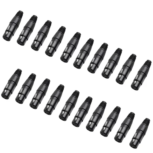 Miniatura 10 de Paquete de 10 conectores XLR, 5 pares XLR de 3 pines macho/hembra, conector de cable de micrófono de audio, conector de audio, 3 pines XLR, extremos