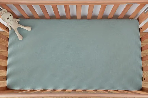 Miniatura 5 de Sábanas de muselina para cuna, para niños y niñas, sábana bajera neutra para cuna estándar y colchón de niño pequeño, suave y transpirable, 28 x 52