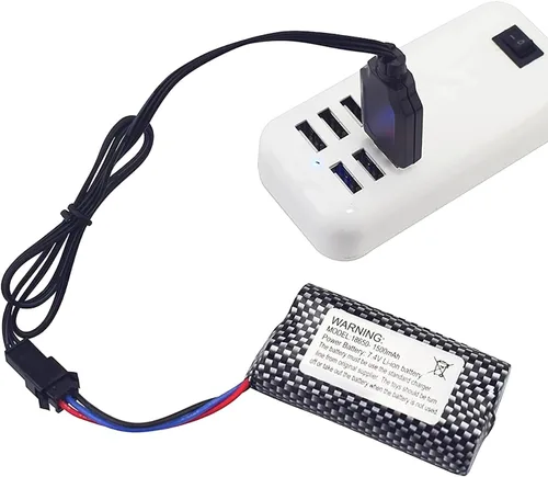 Miniatura 3 de 7.4V 1500mAh SM-3P Plug Batería de litio con cable de carga USB para DE43 DE60 RC Racing RC Car Battery 1575 Dump Truck Construcción Vehículo