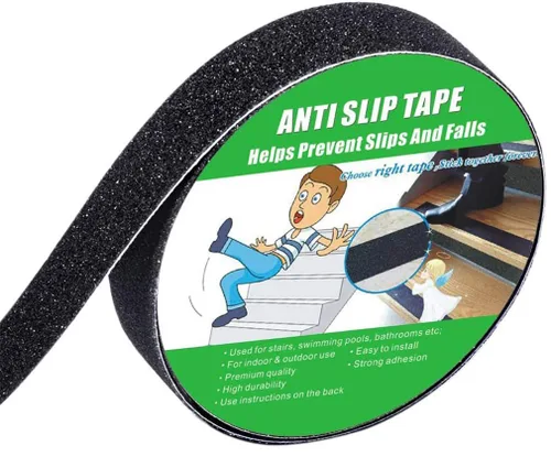 Yorwe Cinta antideslizante, alta tracción, abrasivo de agarre fuerte, no deja residuos adhesivos, interior y exterior (1 pulgada de ancho x 190 Negro
