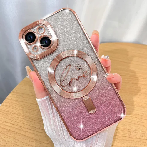 Miniatura 19 de ZIYE Funda Magnética Diseñada para iPhone 11 Funda con Purpurina Plateado de Lujo Corazón de Amor Compatible con MagSafe Funda Transparente