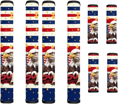 Miniatura 20 de America250 - Juego de 8 fundas antideslizantes para manijas de puerta de refrigerador, 4 de julio de 2026, protectores para nevera, horno, mantener