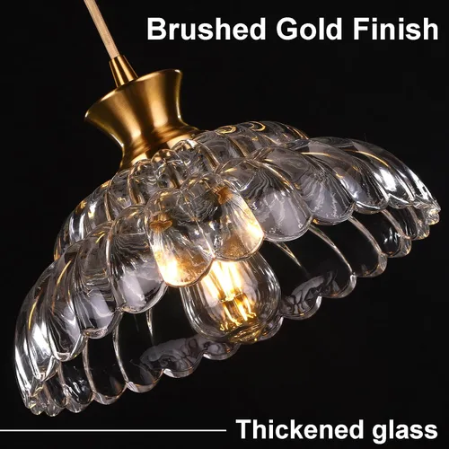 Miniatura 2 de Lámparas colgantes de cristal para isla de cocina, 11.8 pulgadas, iluminación vintage, lámparas de vidrio dorado cepillado, lámpara de techo