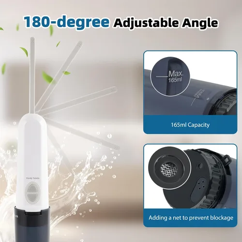 Miniatura 7 de Hibbent Bidé portátil para viajes, rociador eléctrico de mano de alta presión, bidé de viaje recargable para mujeres y hombres, limpieza de higiene