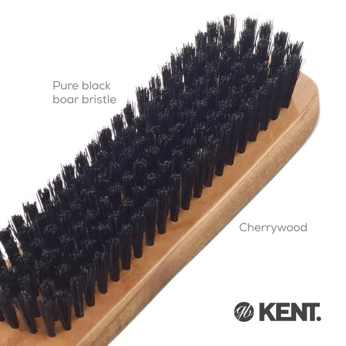 Miniatura 7 de Kent CC2 Finest - Cepillo para ropa de madera de cerezo con cerdas de jabalí negro, 100% hecho a mano y removedor de pelusa de tamaño de viaje