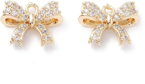 Miniatura 35 de Stiesy 10 dijes de circonita cúbica transparente de Virgen María, chapados en oro de 18 quilates, dije religioso para rosario, collar, joyería, Flor