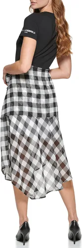 Miniatura 3 de Karl Lagerfeld Paris Maxi con logotipo de crepe martillado para mujer