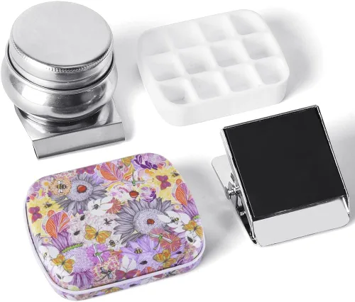 Miniatura 19 de Caja de estuche de pintura de acuarela portátil de mini lata de 12 celdas vacía es un pequeño kit de viaje de almacenamiento con clip magnético