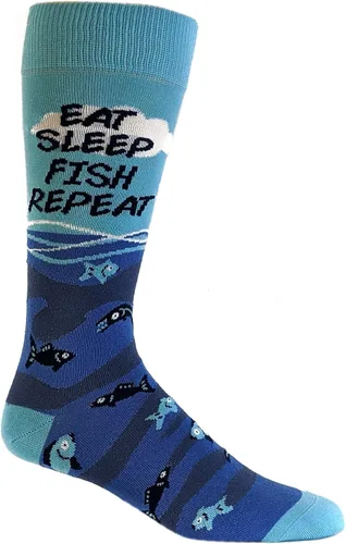 Miniatura 9 de Calcetines para hombre Eat Sleep Fish Repeat Divertidos y geniales novedades para el día del padre, pesca, idea de regalo loco, Real