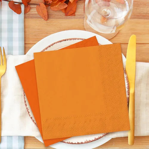 Miniatura 6 de Whaline Paquete de 150 Servilletas de Otoño en Color Naranja 16.5 x 16.5 cm 3 Colores Servilletas Desechables de Papel en Tema Naranja Servilletas