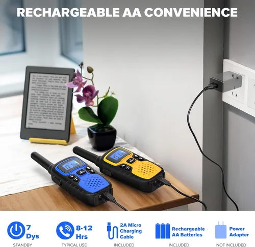 Miniatura 3 de Walkie Talkies Wishouse para adultos de largo alcance - recargables, 4 paquetes de radios de 2 vías, accesorios para senderismo