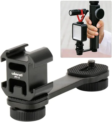 Miniatura 2 de ULANZI PT-3 Adaptador de montaje de zapata fría triple de aluminio para cardán (DJI Osmo Mobile 2/3, Zhiyun, Feiyutech), barra de extensión