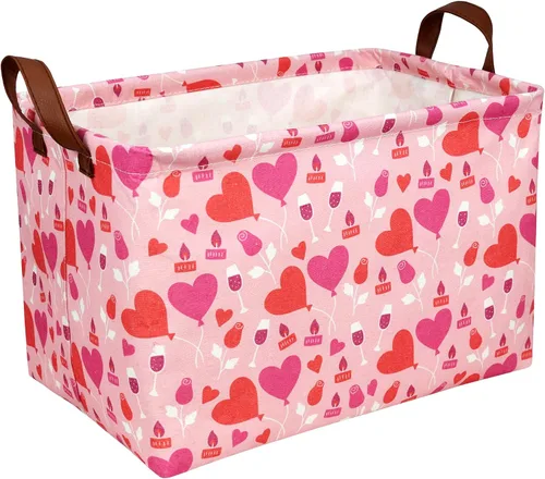 Cesta de regalo de San Valentín, lindo corazón vacío, gran cesta de almacenamiento para decoración de habitación de niños y bebés (Amor de globo)