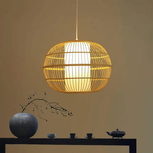 Miniatura 3 de Weaving Bamboo Pendant Light Medieval Lantern Lampshade Hollow Retro Chandeliers Ceiling Industrial Chandelier Lights Hanging Decorations Rustic