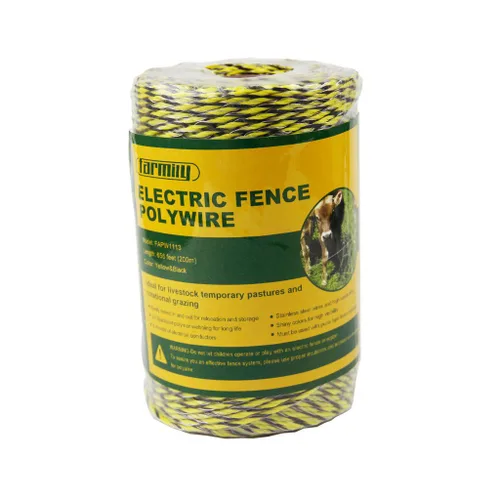 Carrete de alambre para valla eléctrica portátil Farmily; fácil de instalar, reparar, cortar y enrollar, Amarillo y negro