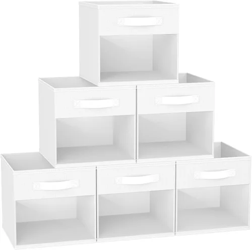 Miniatura 35 de DIMJ Cubo de almacenamiento, 6 paquetes de contenedores plegables con asas, contenedores de tela para organización, cubos organizadores
