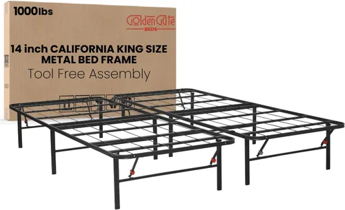 Miniatura 19 de AMBEE21 Golden Gate - Base de cama de metal con cabecera y estribo de hierro forjado victoriano antiguo (negro, matrimonial, Washington)