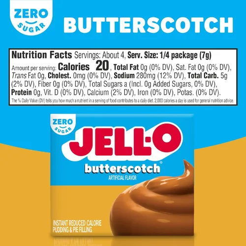 Miniatura 3 de Jell-O Butterscotch - Mezcla de pudín instantáneo y relleno de pastel sin azúcar y sin grasa, paquete de 24 unidades, cajas de 1 oz, como se ve