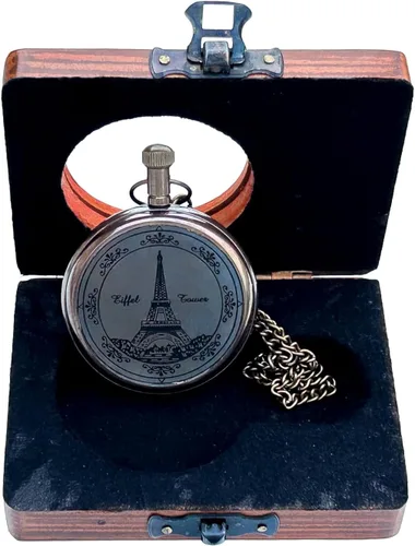 Miniatura 9 de Generic Hassanhandicrafts Reloj de bolsillo de latón antiguo antiguo con esfera de barco Titanic con caja de madera