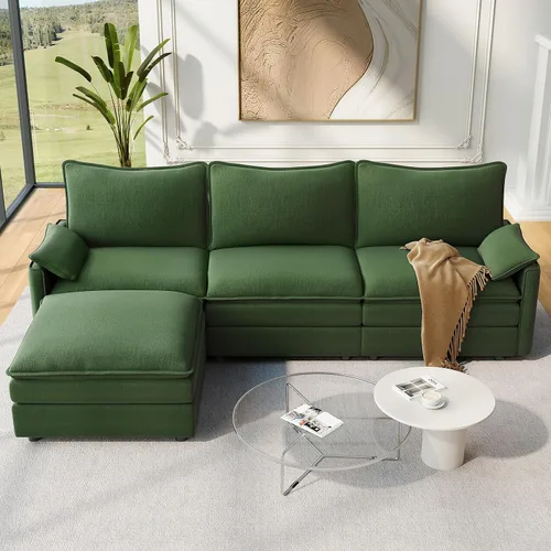 Miniatura 80 de Vesgantti 2 Piece Loveseat & 3 Seater Sofa Set, Modular Cloud Couch, Beige