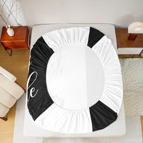 Miniatura 5 de Dog Side My Side - Juego de sábanas de tamaño Queen, color negro y blanco, sábana bajera ajustable para mujeres y hombres, sábanas románticas
