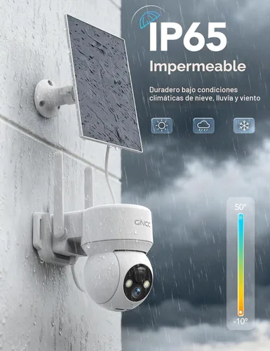 Miniatura 6 de GNCC Cámaras de seguridad solares inalámbricas para exteriores 2.4G WiFi, vista de 360°, funciona con energía solar/batería, detección humana AI